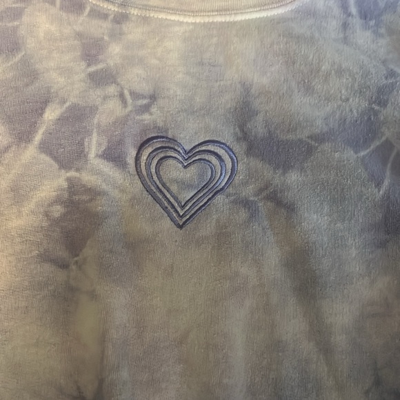 Pink and Purple Tie-Dye Sweatshirt with Heart on Center - Picture 2 of 4